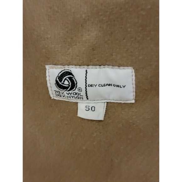 Vintage Misty Harbor Tan Long Double-Breasted  Trench Coat 50R - Picture 4 of 8